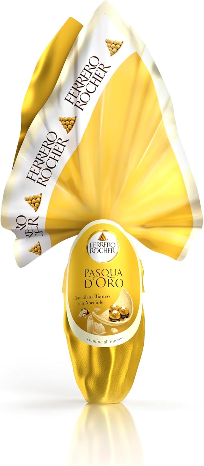 Ferrero Rocher - Uovo di Pasqua 2024 al Cioccolato Bianco con Granella ...