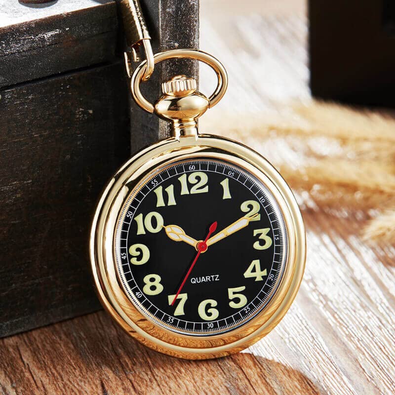 Reloj de bolsillo de cuarzo pulido estilo vintage Cfj04-oro tradicional 2