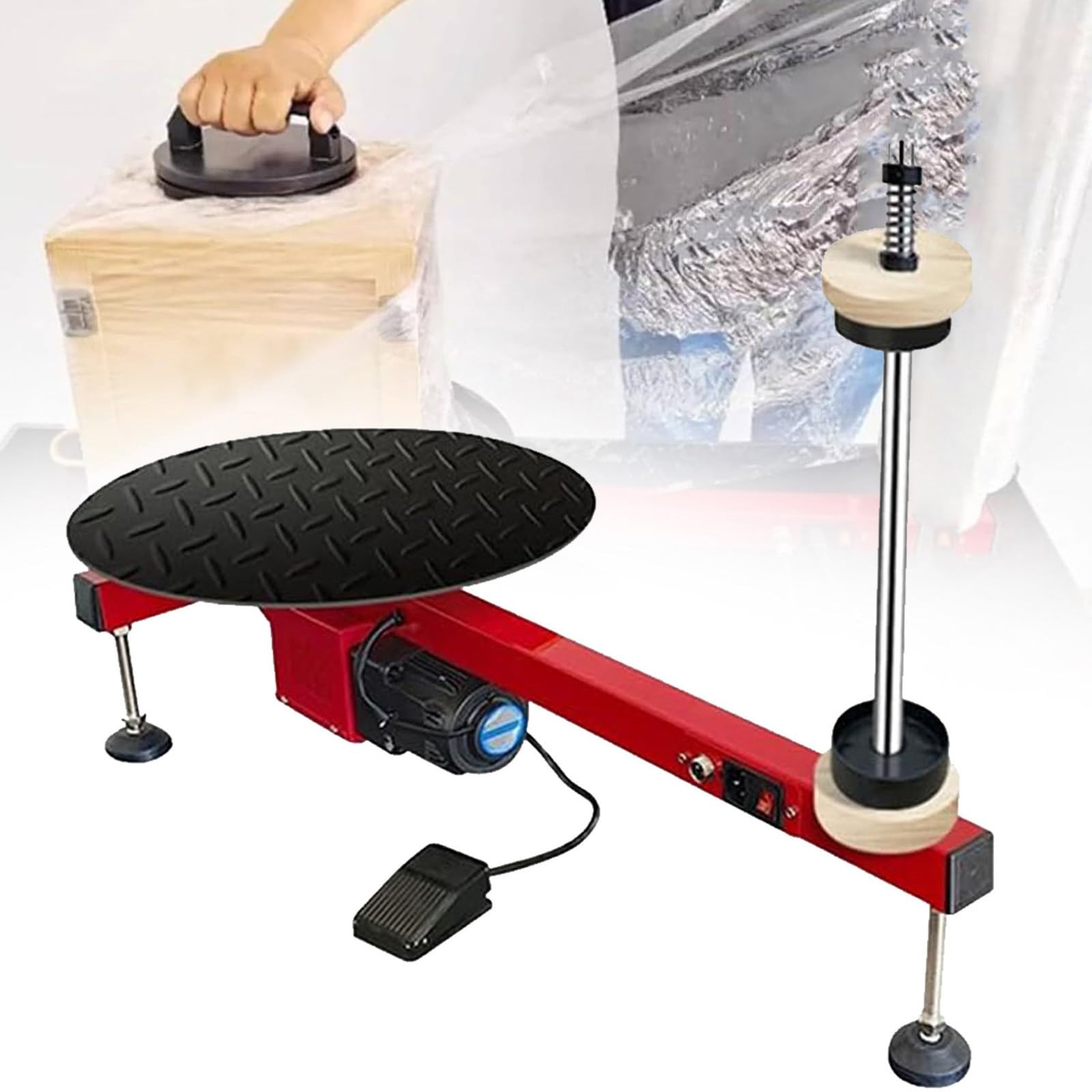 JIADUOFU Electric stretch flat film wrapping machine, pallet wrapper, stretch wrapper, stretch film dispenser, 40cm turntable, speed ​​50 rpm, pallet wrapper for express logistics carton