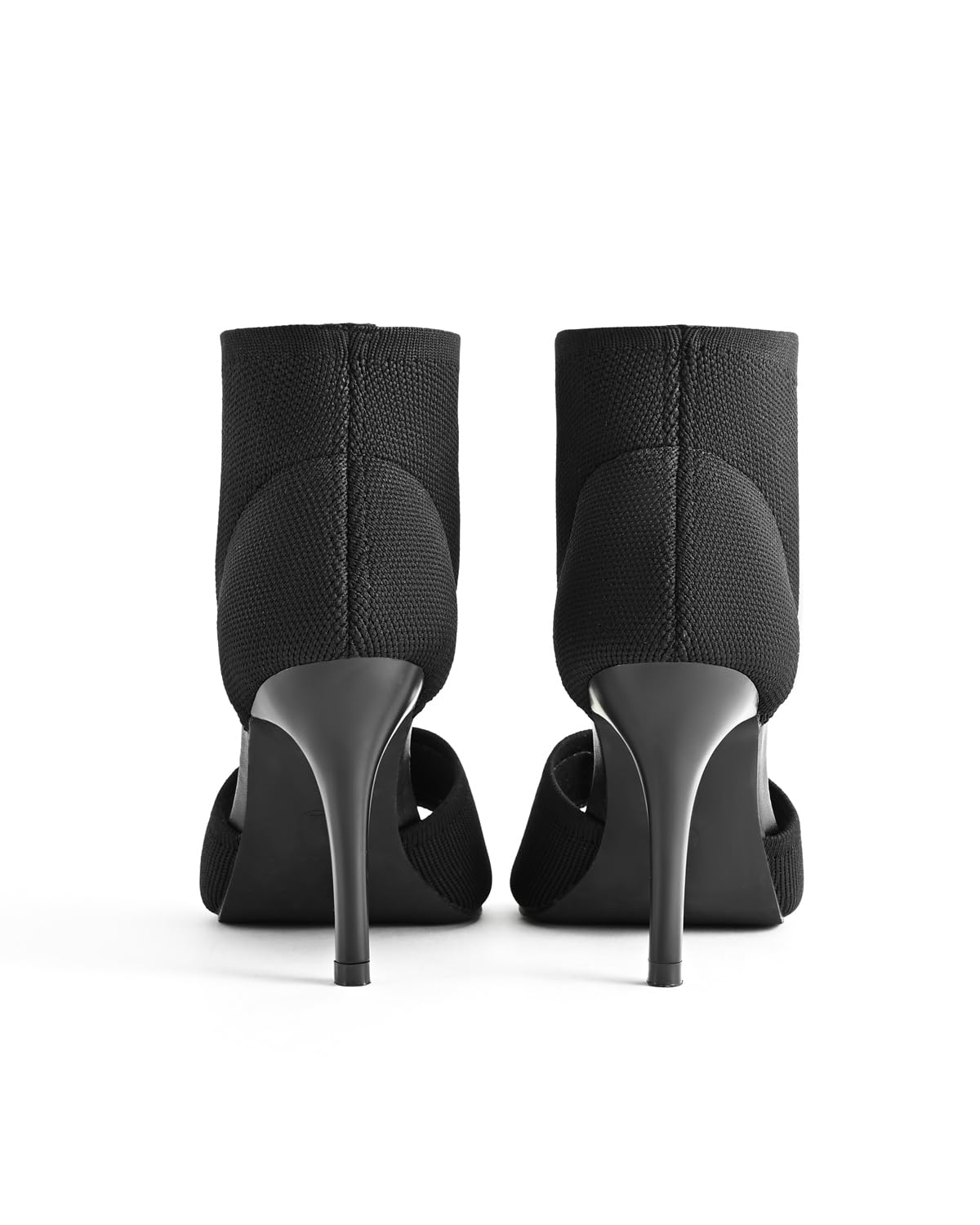 Peep-Toe-Absätze für Damen, sexy, 9.4 cm, Stiletto-High Heels für Damen, elegant, Slipper, bequem, breit, dehnbar, Strick, offener Zehenbereich, schwarze Absätze, Sandalen für Abschlussball