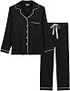 Joyaria Womens Bamboo Viscose Pajama Sets Long Sleeve Button Down Cooling Sleepwear Soft Comfortable Pj Pants Set for Women