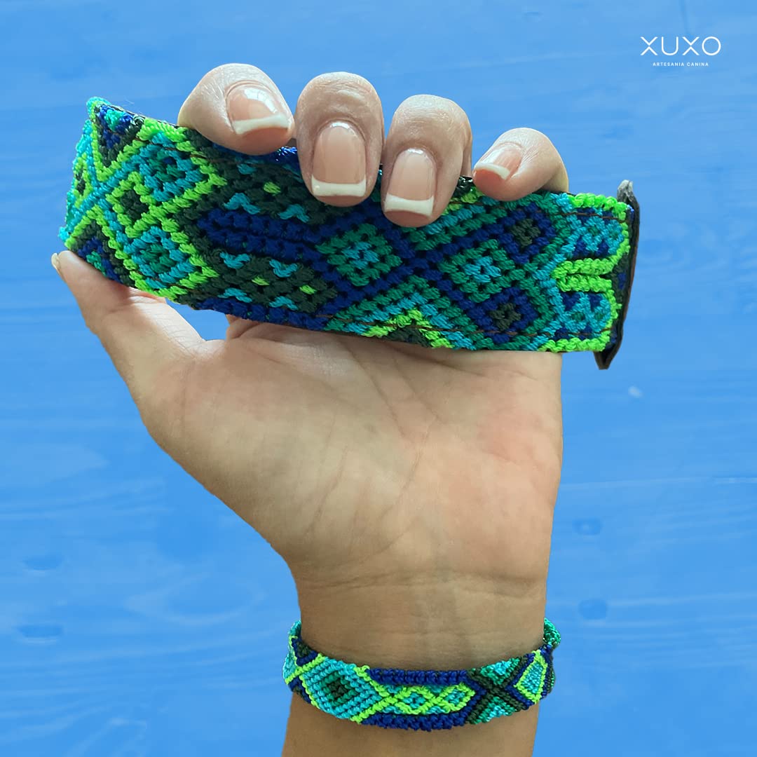 XUXO Hundehalsband Veganes Leder – Handgefertigt, Wasserabweisend, Größe S, Bacalar-Design