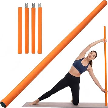Foldable Yoga Stick, 4-Section Adjustable Stretching Pilates Stick
