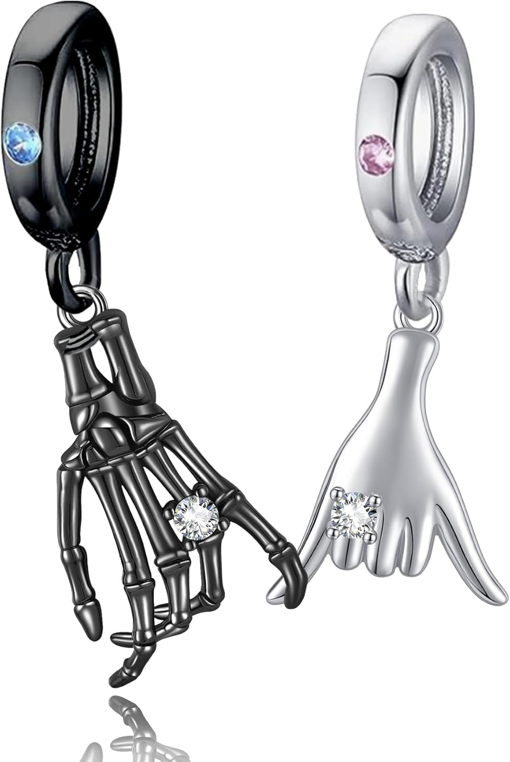 Pinky Promise Charms 925 Sterling Silver Couple Charm for Bracelets Skeleton Couple Jewelry Gifts for Him Her Husband Wife
