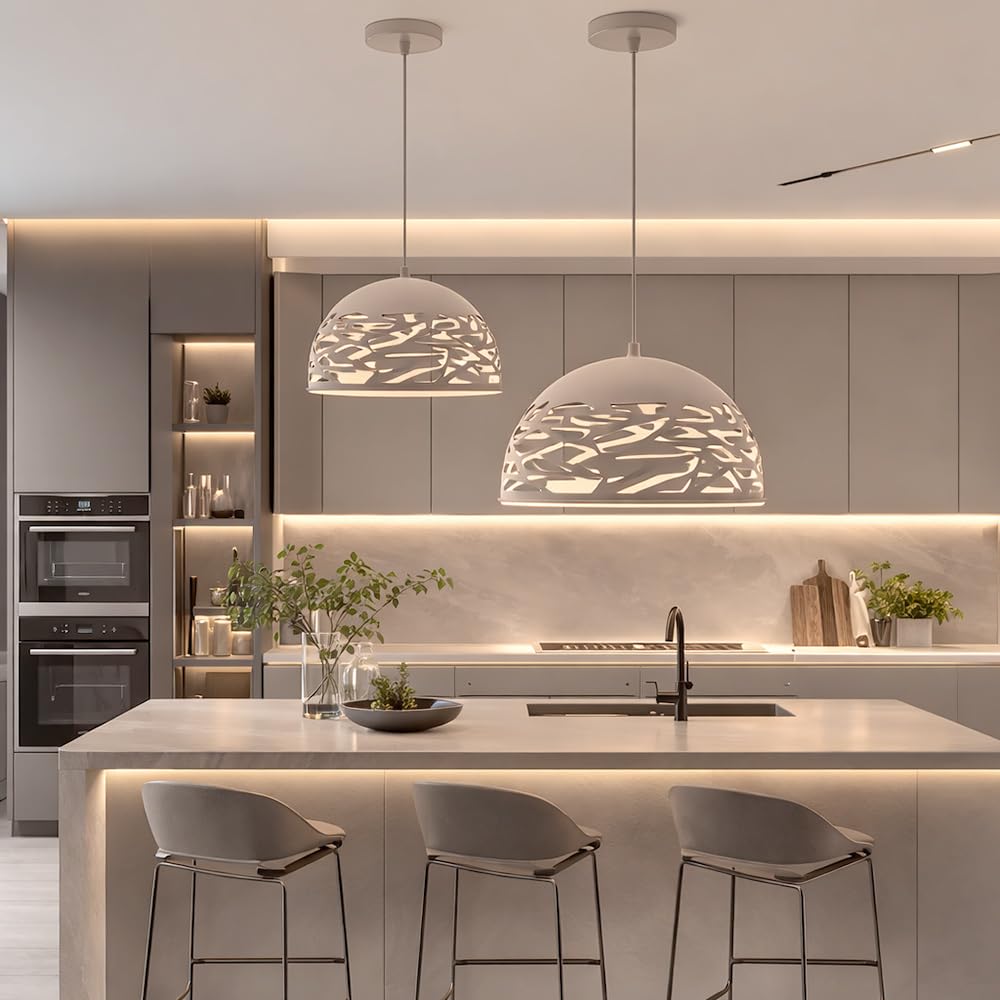 Vetrineinrete® Lampadario a sospensione tortora da soffitto con paralume in metallo traforato design contemporaneo moderno lampada da soffitto.