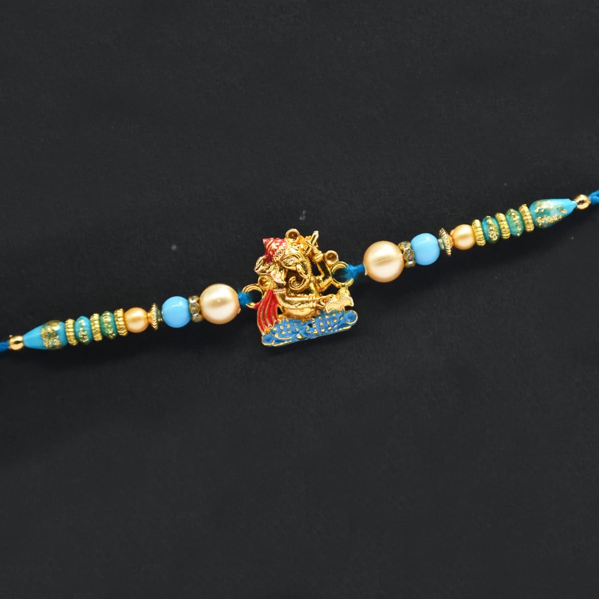 Saugat Traders Designer Family Rakhi Combo Set of 3 for Brother Bhaiya and Brother Kids Handmade Traditional Rakhi with Roli Chawal and Chopra Jaipuri Stone Rakhee - Image 4 thumbnail
