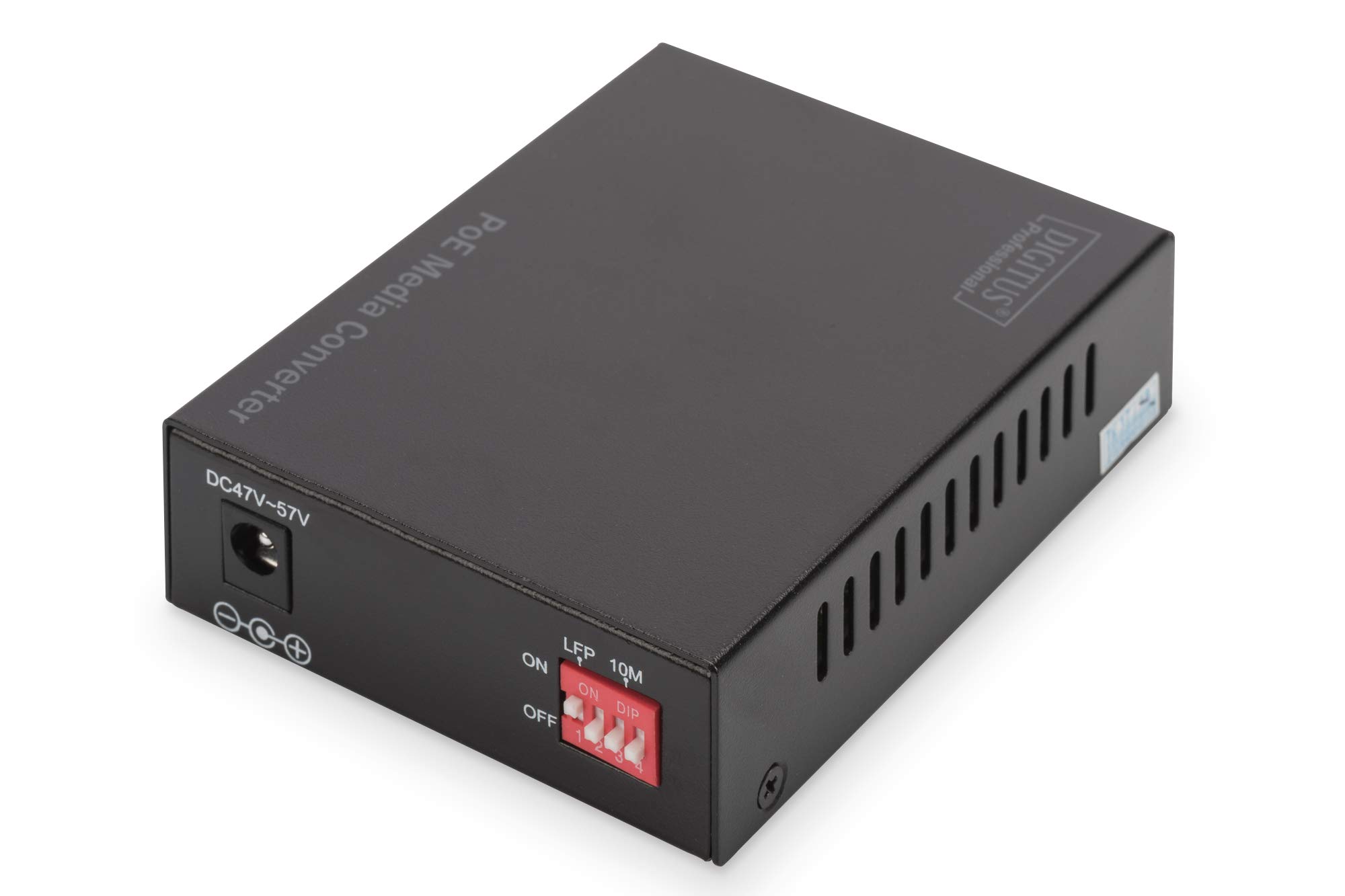 DIGITUS Convertisseur de média - SFP Port - Gbit Ethernet - RJ45 / SFP 1000Base-LX - Avec PoE Injector - Noir