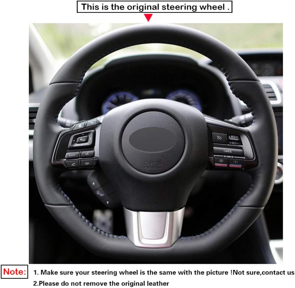 Amazon Co Jp ブラックレザースエードdiy手縫い車のステアリングホイールカバー スバルwrx Sti 15 19レヴォーグ15 19 車 バイク