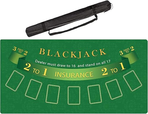 Tapete de mesa de póquer, 47 x 23.6 pulgadas, tapete de goma antideslizante para mesa de blackjack, adecuado para noches de póquer, fiestas,