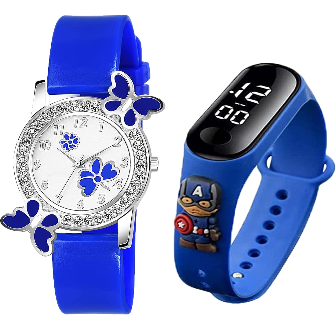 GOLDENIZE FASHION Pink and Blue Analogue and Waterproof Digital Dial Touch Colorful LED Display Watch for Girls & Womens Watches- Analog and Digital Gift Watch for Kids (Combo Pack of 2) (Blue) (B0BJFCQ216) Amazon Price History, Amazon Price Tracker