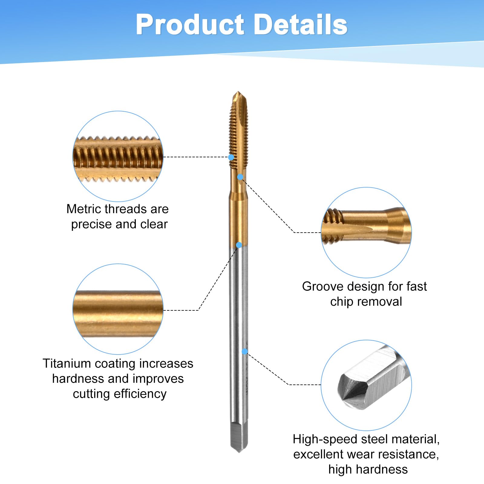 M METERXITY 1-Pack M5x0.8mm Metric Thread Tap - Image 2