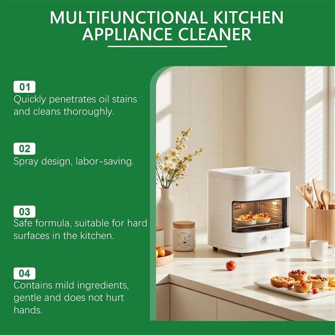 Detergente multifunzionale per elettrodomestici da cucina, sgrassatore multiuso per impieghi gravosi, sgrassatore per cucina per impieghi gravosi per fornelli e forni (3pc)