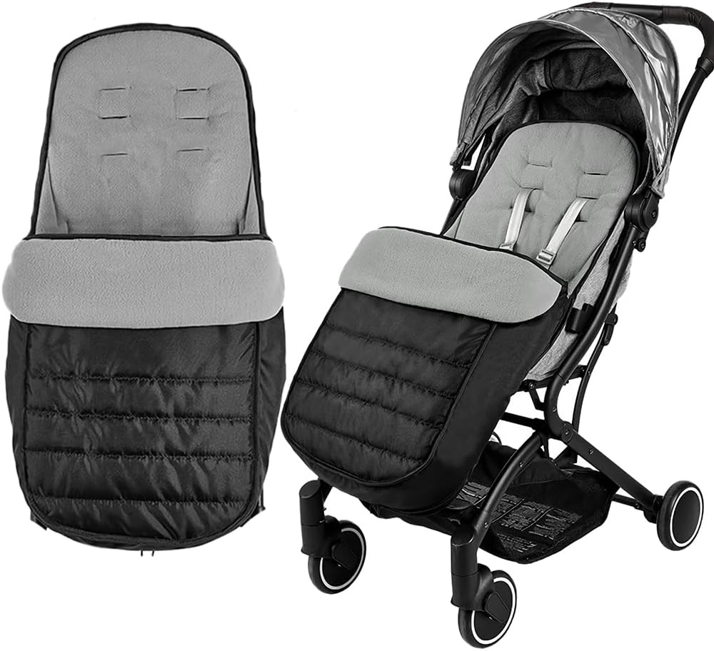 Universal Baby Support Stroller Cushion with Footmuff Winter Warm Waterproof Windproof Removable Baby Stroller Bunting Bag Soft Mat with Coral Fleece Lined for Outdoor