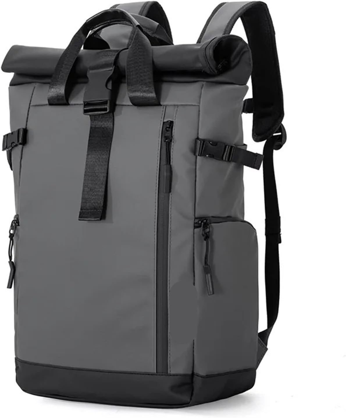Rolltop Backpack Foldable Rolling Backpack with Large Capacity Trendy Leisure Backpack Outdoor Travel Backpack Computer Bag for Men and Women School Bag for Students for Travel Grey