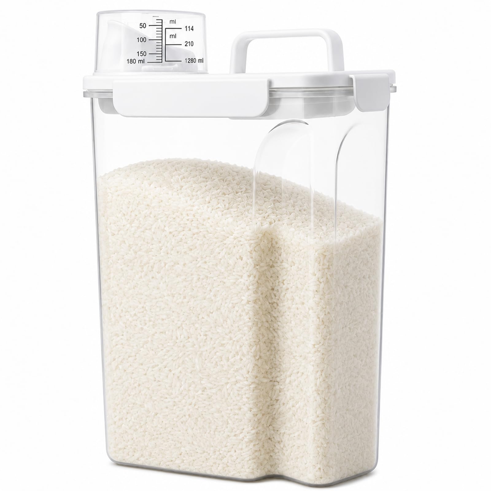 Photo 1 of WBKTOOL 10 Lbs Rice Container, White Airtight Dry Food Storage Bin