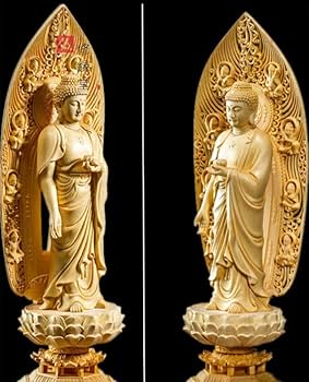 Amazon.co.jp: 修縁堂木彫り 仏像 阿弥陀如来立像 阿弥陀仏 彫刻