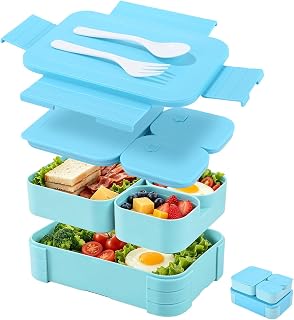 Lunch Box 1100ml Campus Lunch Box with 3 Compartments and Cutlery | Bento Lunch Box for Kids, Leakproof Design, Dishwasher Microwave, Lunch Box for School Picnic