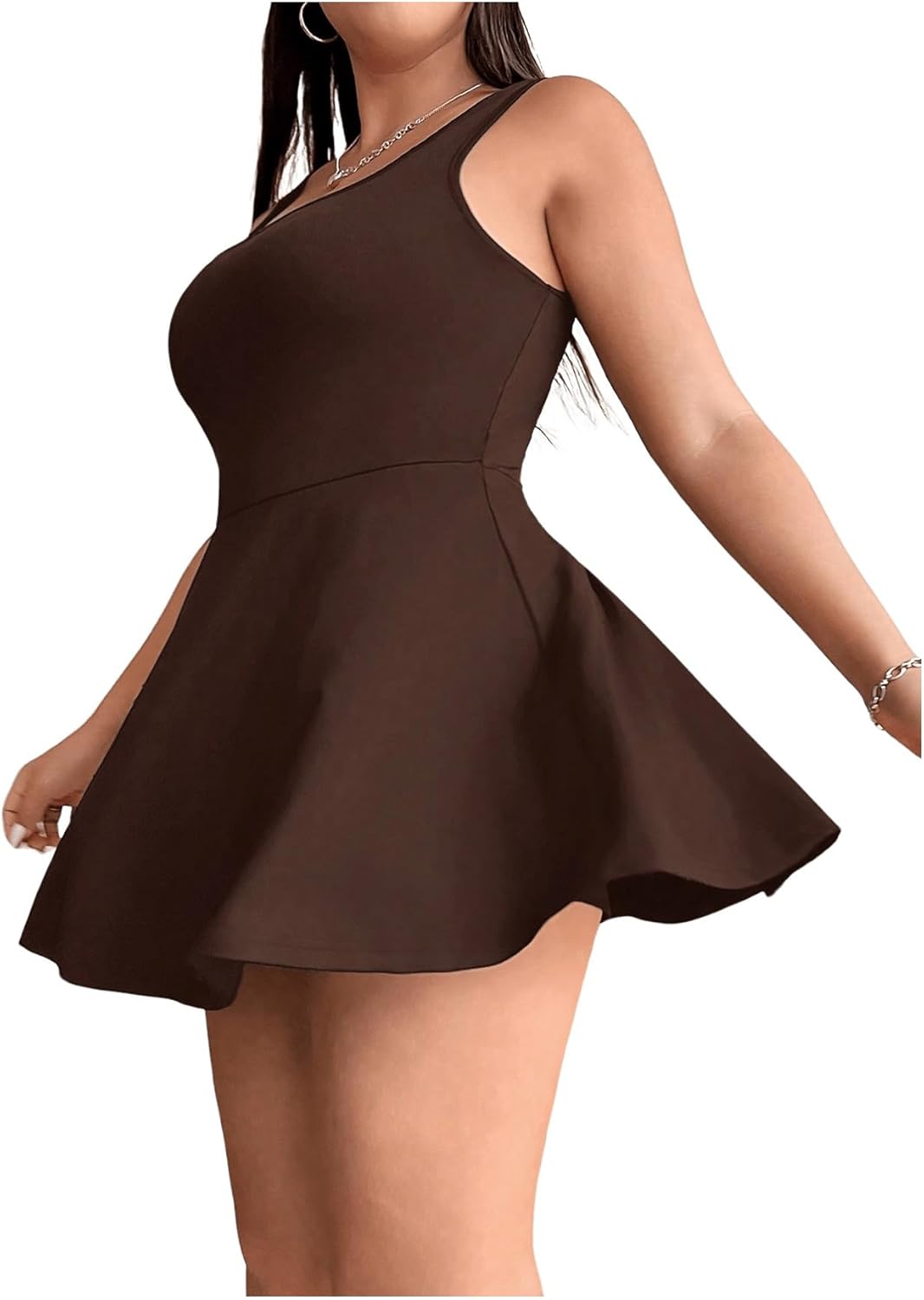 SOLY HUX Women's Plus Size Sleeveless Rompers Square Neck Athletic Tennis Dress Built in Shorts - Image 3