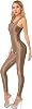 iEFiEL Womens Oil Full Suit Shiny Jumpsuit One-Piece Catsuit Sleeveless Body Open Bodysuit Sleepwear