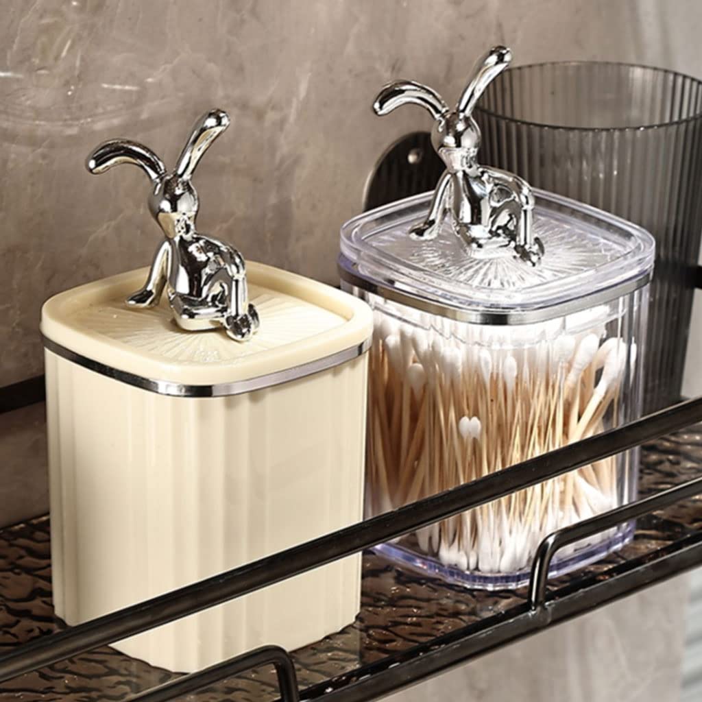 MRKU Dispenser per stuzzicadenti, Scatola Porta stuzzicadenti, Elegante, Creativo, da scrivania, in plastica con Coperchio, Organizer per Bastoncini di Cotone e Filo interdentale, casa Chic