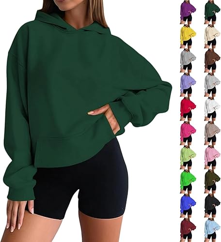 Green Hoodies For Teen Girls Sweatshirt Women Pullover Sweatshirt Long Sleeve Ka