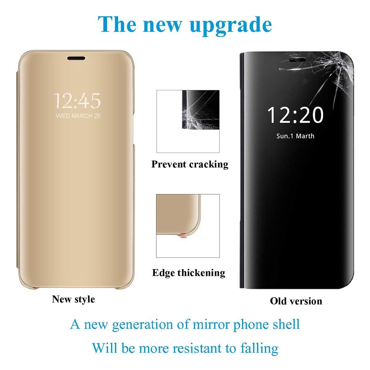 Sqgylgl Funda Compatible Con IPhone 13 Carcasa Espejo Mirror Flip Caso Clear View Standing Cover Para