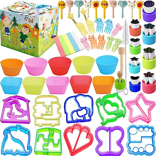 Image of Sandwich Cutters for Kids - Vegetable Fruit Bread Shape Cookie Cutter Molds for kids Lunch Bento Box