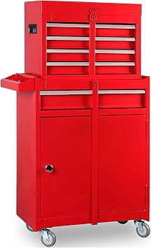 Road DAWG ATBT1204D-Red Torin Rolling Garage Workshop Tool Organizer Detachable 4 Drawer Tool Chest with Large Storage Cabinet and Adjustable Shelf, Red