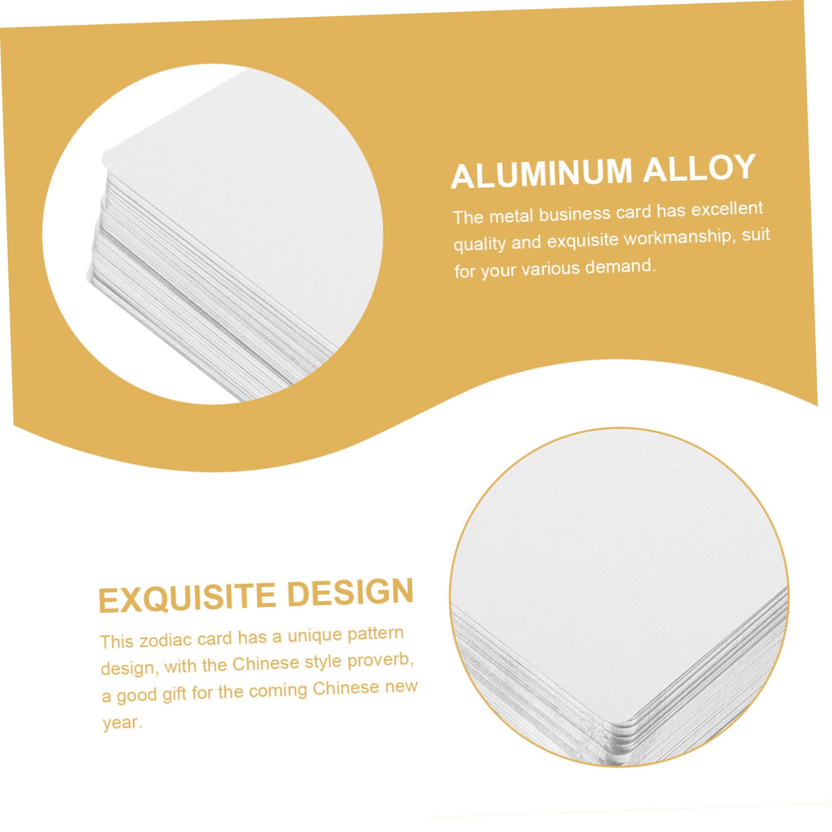 100 Stück Leere Metall Visitenkarten aus Aluminiumlegierung Weiß | 0, 21 Mm Dicke Karten zum Bedrucken, Sublimationsgeeignet, 3, 4x2, 1x0, 009 Zoll
