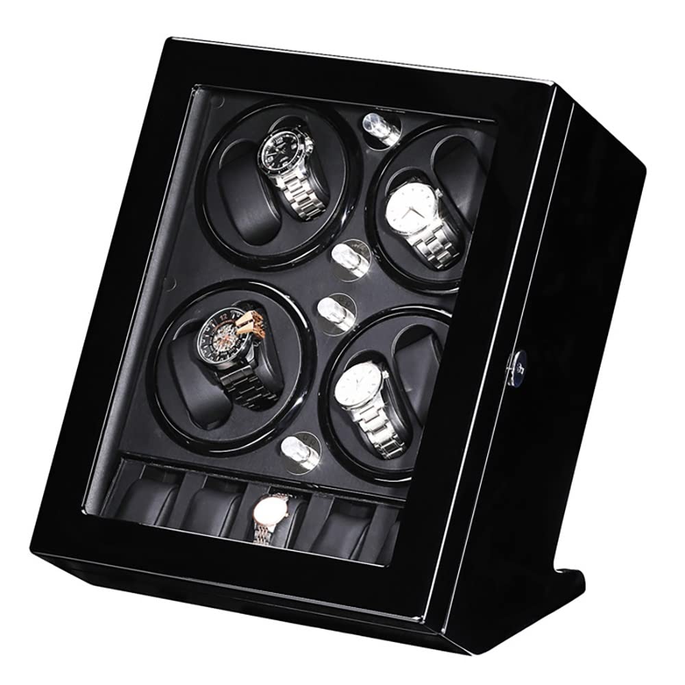 MYUYEE Automatic Watch Winder For 8+9 Watches Flexible Plush Cushion Piano Lacquer Exterior Large Capacity Automatic Wristwatch Winder Watches Display Box (C-Red)