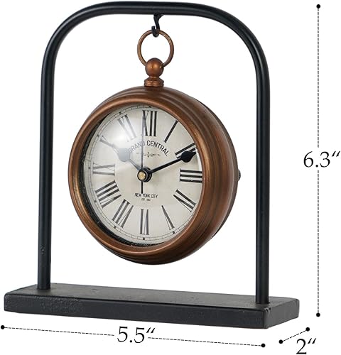 Miniatura 5 de NIKKY HOME Pequeño reloj de escritorio retro, silencioso sin tictac, clásico, funciona con pilas, decorativo, mesa, mantel, reloj para sala de estar
