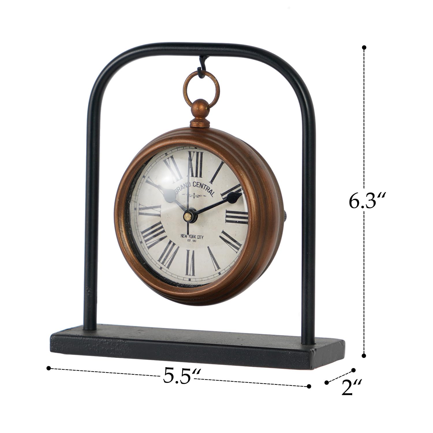 NIKKY HOME Piccolo orologio da scrivania retrò, silenzioso, senza ticchettio, classico, a batteria, decorativo, da tavolo, mensola per soggiorno
