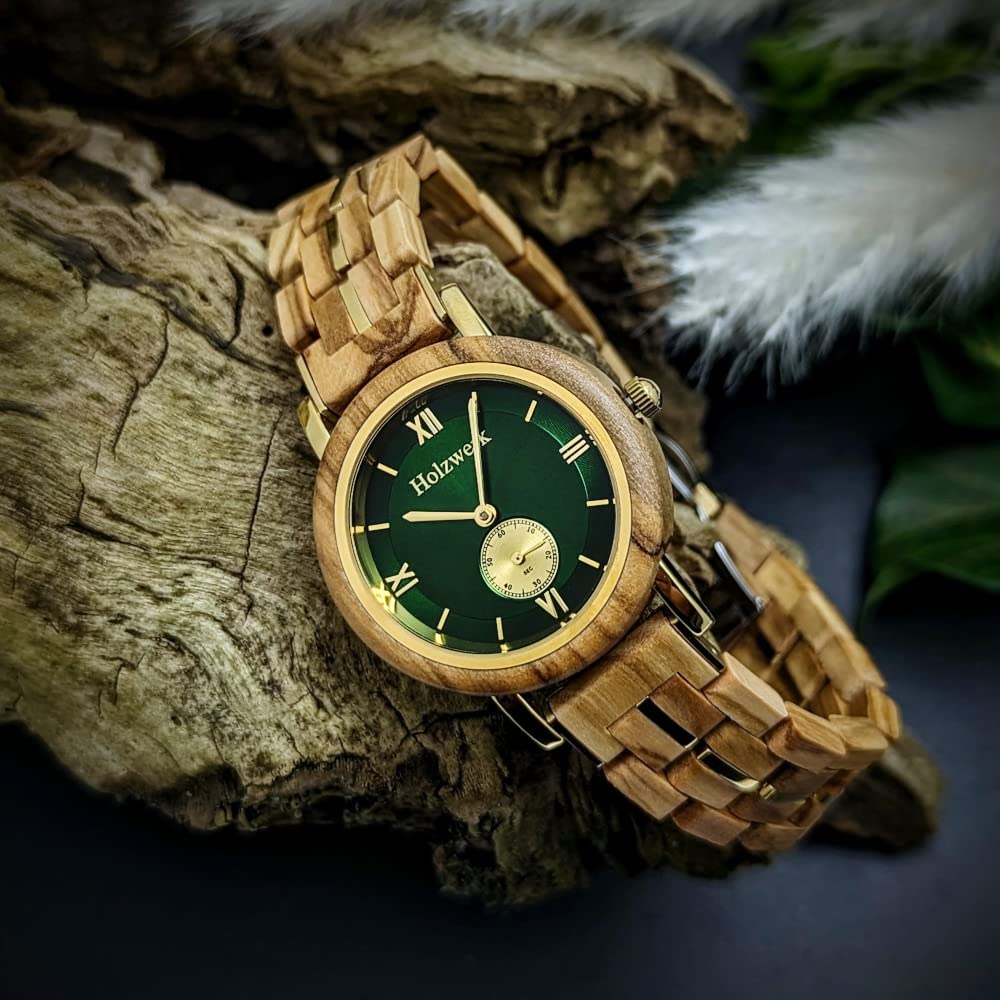 Holzwerk Germany Handgefertigte Designer Damen Uhr Öko Natur Holz Braun Blau Grün Rot Rosa Holz Armband Analog Klassisch Quarz