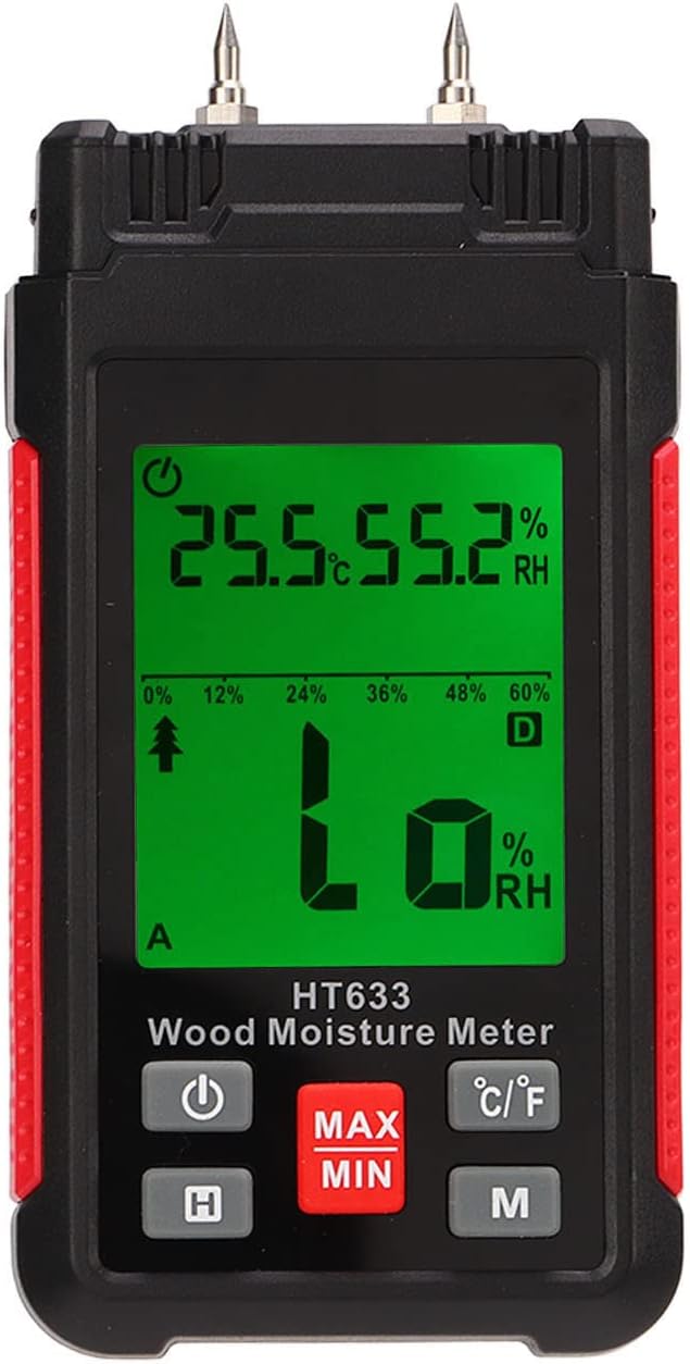 Wood Moisture Meter, Pin Type Digital Moisture Detector with