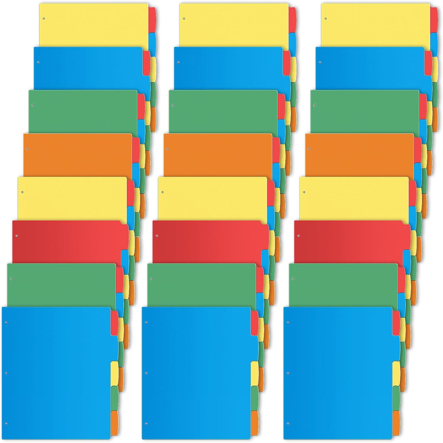 V-Opitos 24 Set 5-tab Index Dividers with 3 Holes Punched, Plastic Multicolor Dividers for 3 Ring Binders, 120 Pcs Dividers for School & Office Supplies