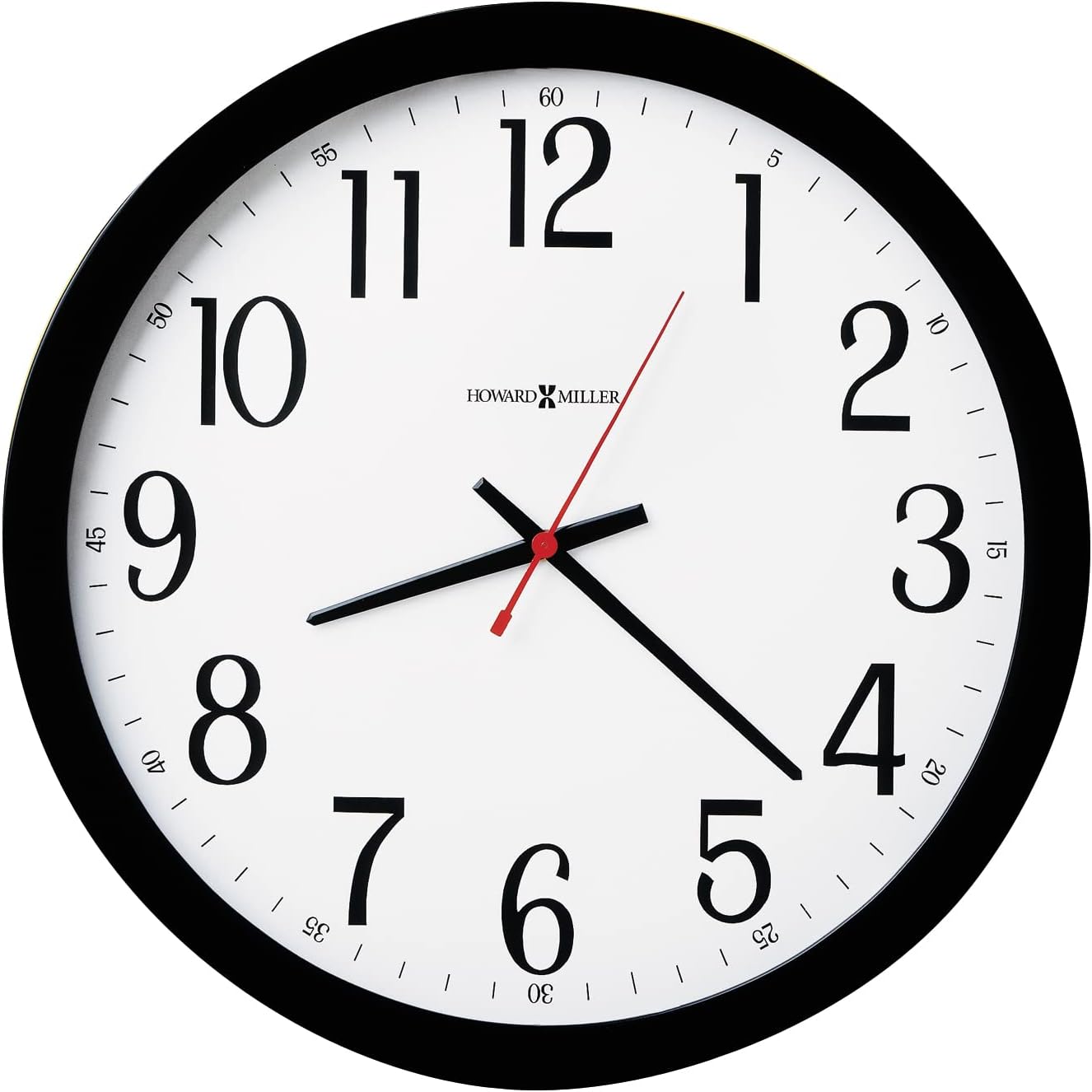 Howard Miller Gallery Wall Clock, Classic Round Design with Optical Crystal Glass Battery Operated, Wall Mount Quartz Movement Black Finish Perfect for Home Decor, Office & Living Room