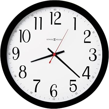 Howard Miller Gallery Wall Clock Round Black Frame, Optical Crystal Glass, Arabic Numerals, Battery-Operated Quartz Movement