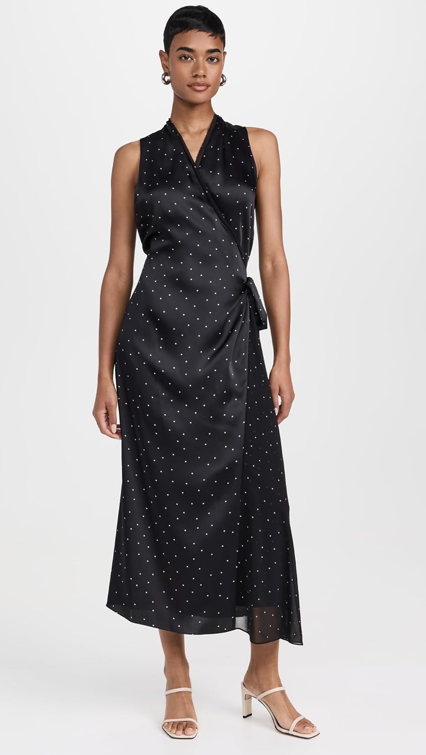 Vince Women's Dot Wrap Dress with Paneled Chiffon - Image 2