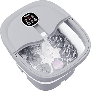 HOSPAN Collapsible Foot Spa Electric Rotary Massage, Foot Bath with Heat, Bubble, Remote, and 24 Motorized Shiatsu Massage Balls. Pedicure Foot Spa for Feet Stress Relief - FS02A
