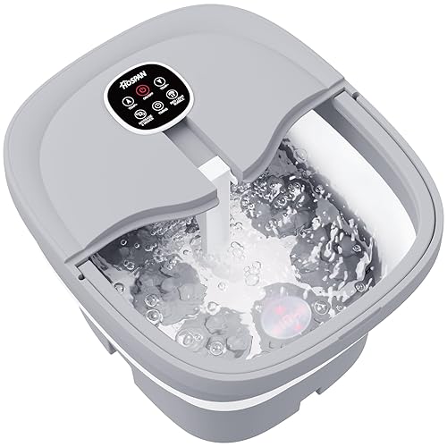 HOSPAN Masaje giratorio eléctrico plegable para pies, baño de pies con calor, burbujas, control remoto y 24 bolas de masaje Shiatsu motorizadas. Spa