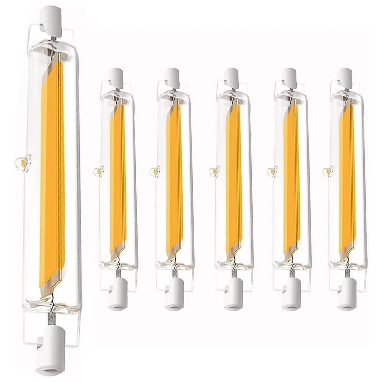 R7s-Led 118mm Dimmbar 20W Naturweiß 4000K 2000LM, J118 COB Double Glasröhre Glühbirnen Ersatz für 200W Halogen, Kein Flackern, 360° Abstrahlwinkel für Stehlampe Deckenfluter Wandleuchte, 6 Stück