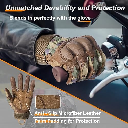 MVPTOO Motorcycle Riding Gloves for Men - Touchscreen, Rubber Guard & Anti-Slip for Tactical Airsoft Paintball Driving Dirt Bike Glove Camo M
