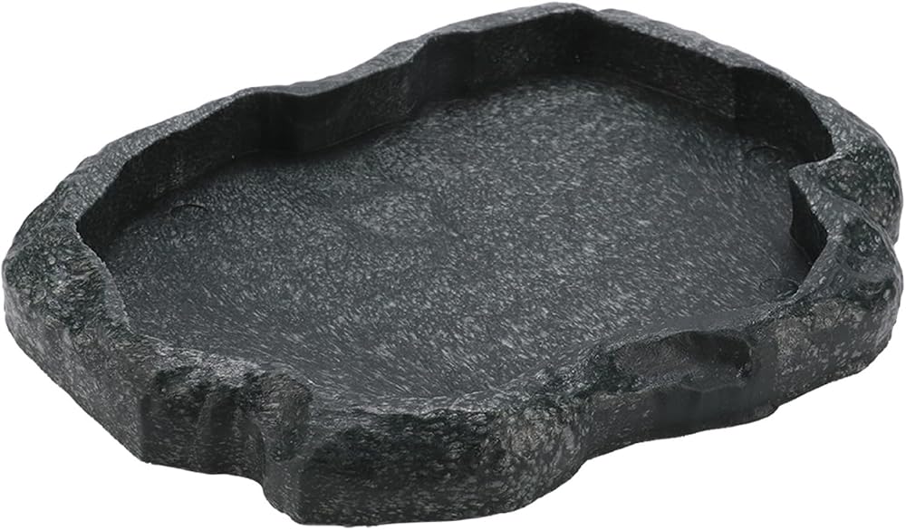 Comedero decorativo de roca - Cuenco de agua y comida para reptiles, tortugas y anfibios, talla M