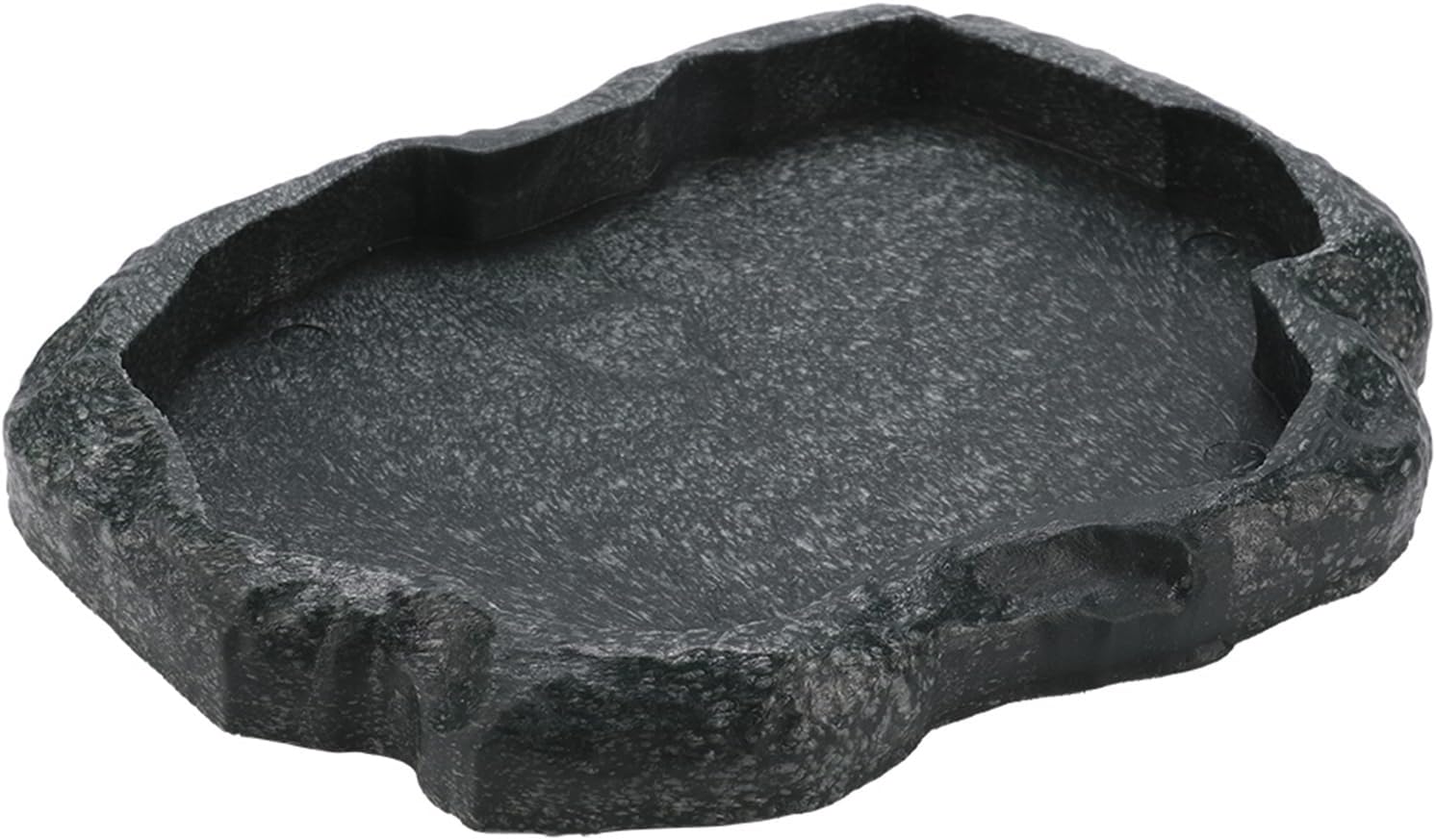 HEEPDD Reptile Bowl, Resin Rock Reptile Food and Water Feeder Pet Aquarium Ornament Terrarium Dish Plate for Tortoise Lizard (Dark Green M)