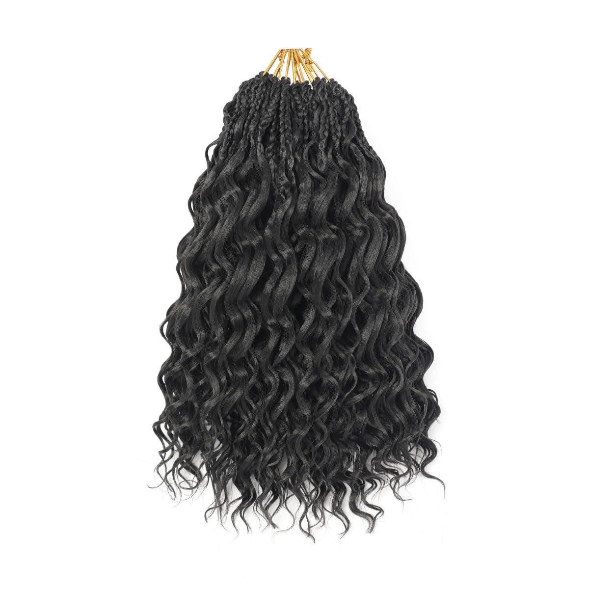 14 Inch Ocean Wave Crochet Hair 8 Packs - Synthetic Pre-Looped Deep Wavy Curly Braiding Hair for Black Women, Boho Style Hair Extensions (14inch,1B - 8 Packs)