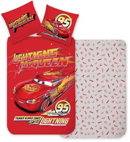 Disney - Juego De Cama Infantil Cars Lightning Mcqueen - Funda Nórdica Reversible 140 X 200 Cm Funda De Almohada De 65 X 65 Cm - 100 Algodón