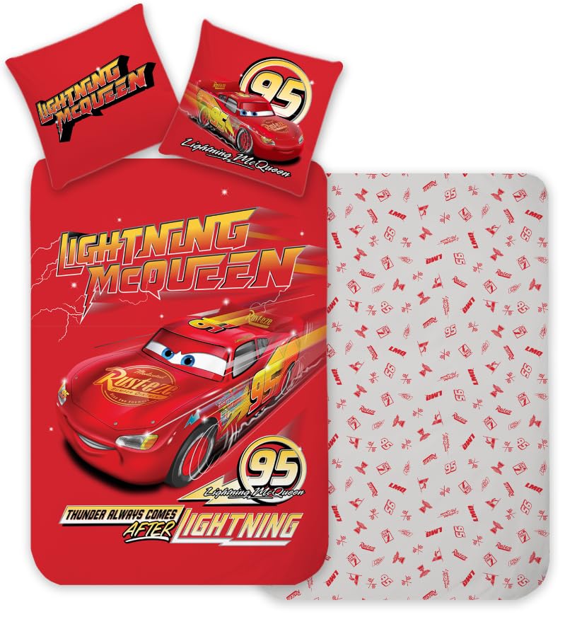 Disney Bettwäsche für Kinder Cars Lightning McQueen – Bettbezug wendbar...