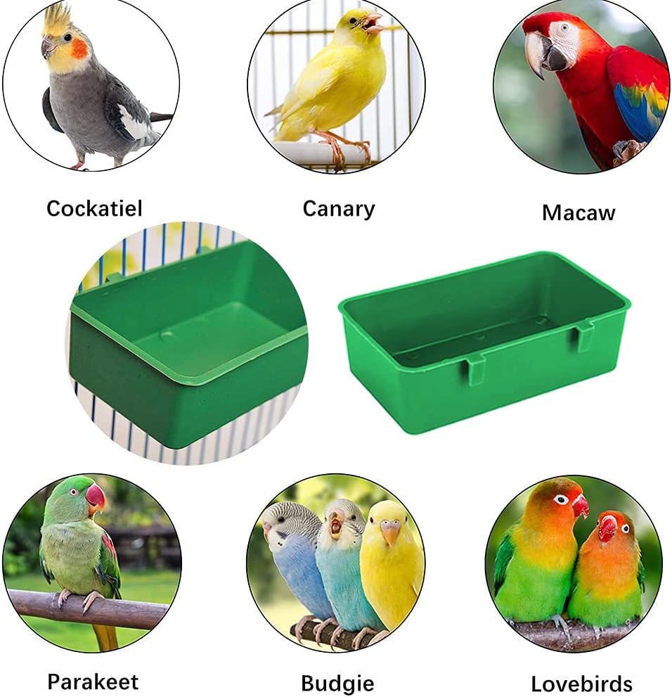 Upgraded 5Pack Birds Cage Cup Food Feeder Holder Tray Bird BathTub Bowl Basin Hanging Birdbath Toy Water Shower Box for Pet Parrot Parakeet Cockatiel Budgie Cage Accessories - Image 5