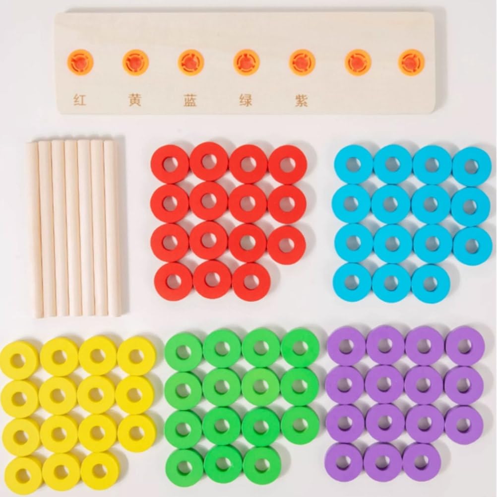 Jouet Montessori Bois Arc-en-Ciel Trier empiler Couleurs
