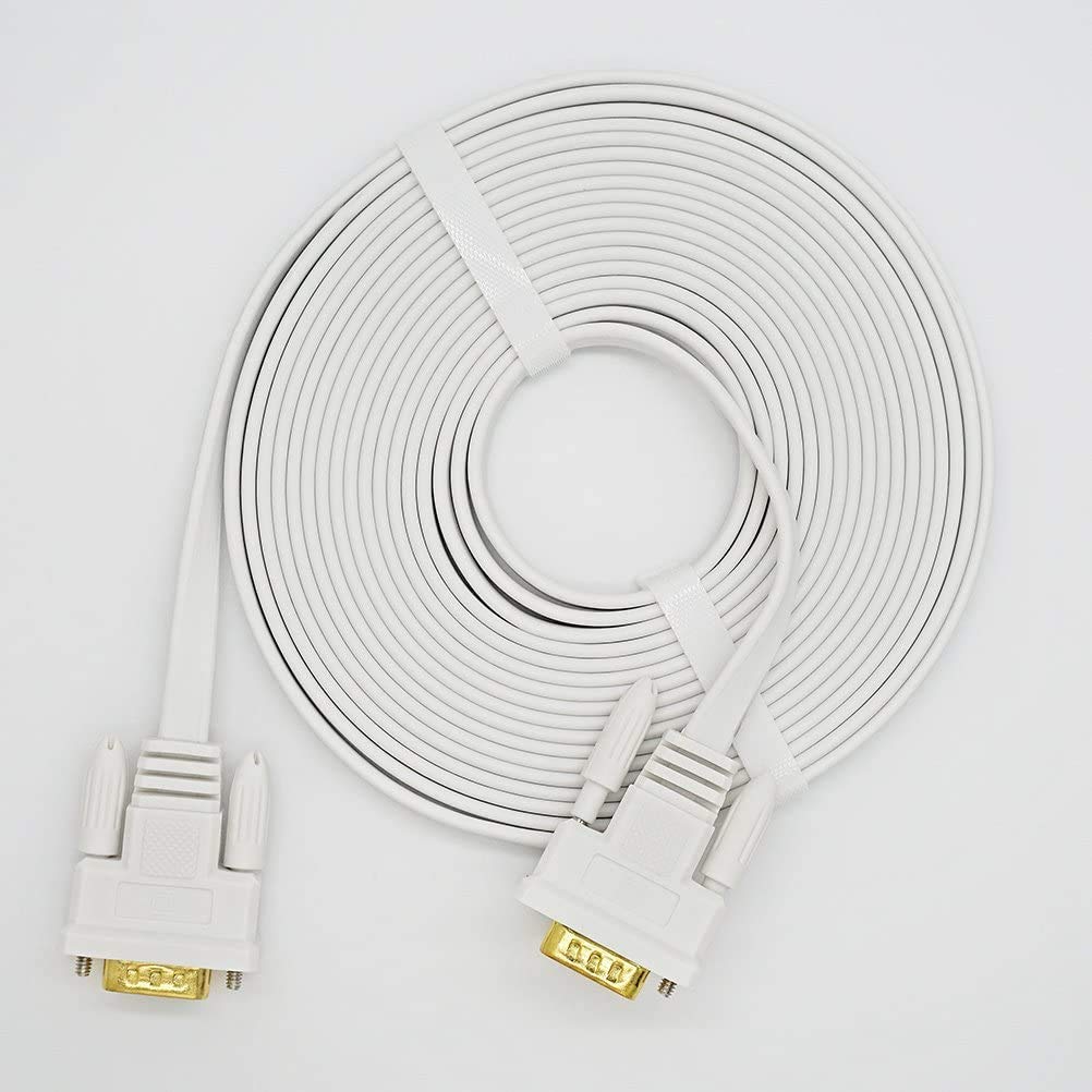 DTECH Slim Flat 10m VGA Cable Male to Male SVGA Cable Computer Monitor